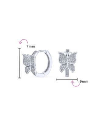 Delicate Garden Treasures – Tiny 3D CZ Butterfly-Shaped Huggie Hoop Earrings and  Micro Pave Cubic Zirconia in Sterling Silver