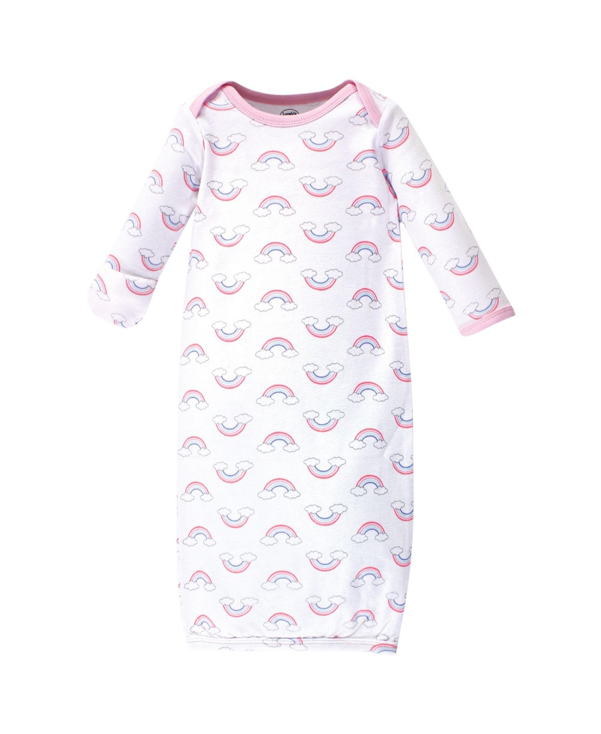 Luvable Friends Baby Girls Baby Cotton Long-Sleeve Gowns 3pk Clouds, 0-6 Months