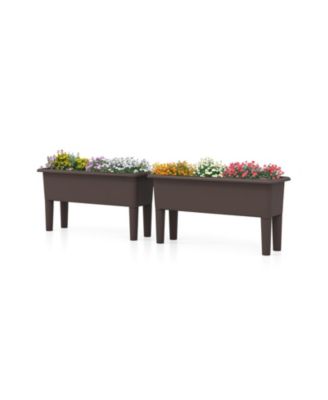 2 Pieces Raised Garden Beds Self-Watering Planter Box with Detachable Legs and Drainage Hole