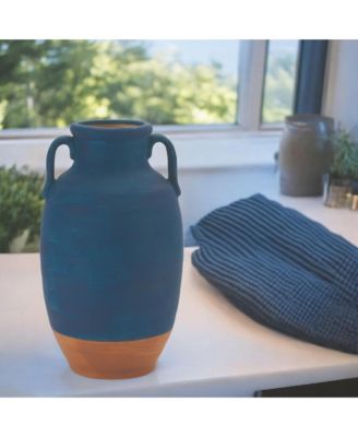 Ceramic Urn Vase Featuring Terra Cotta Accent