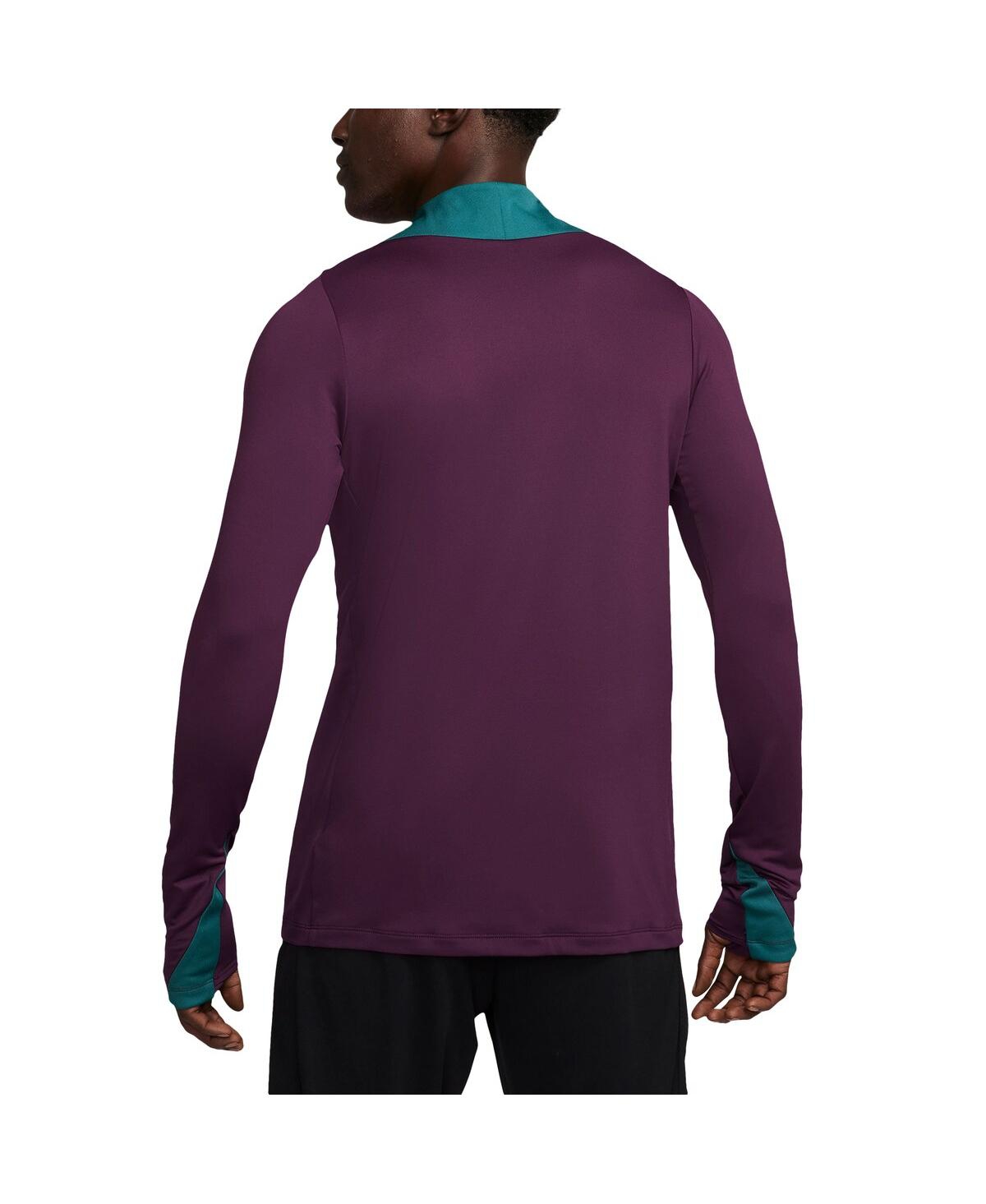 Nike Men'sParis Saint-Germain 2024/25 Strike Drill Performance Quarter-Zip Long Sleeve Top - Burgundy
