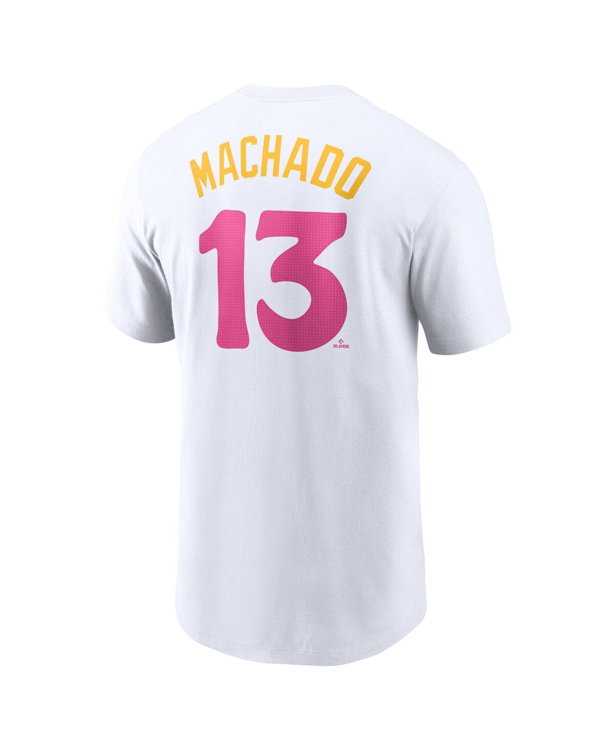 Nike Men's Manny Machado White San Diego Padres City Connect Fuse Name Number T-shirt In White
