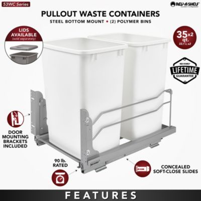 Double Pullout Trash Cans 35 qt. with Soft-close, 53WC-1835SCDM-213