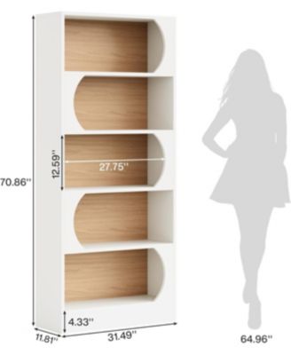 Modern 5-Tier Bookcase, 71-Inch Tall Freestanding Bookshelf with Storage Shelves, Large Open Bookcases Wood Display Shelving Unit