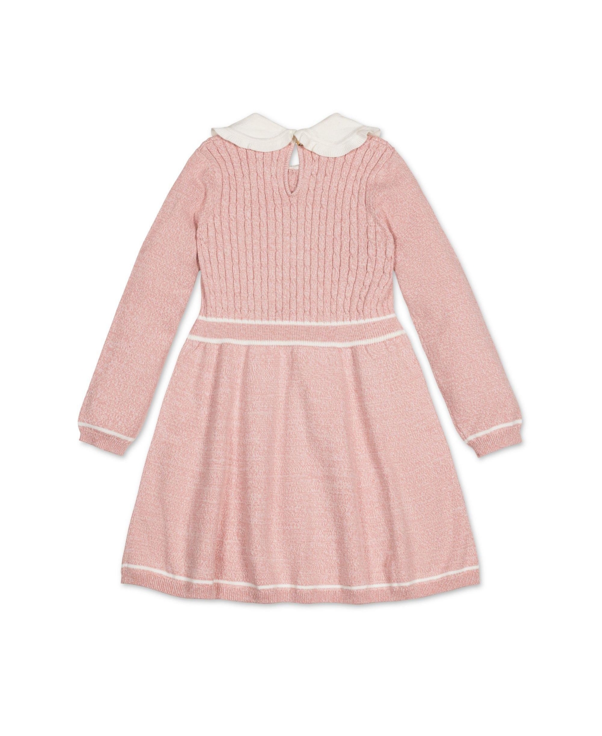 Hope & Henry Little Girls Organic Long Sleeve Cable Knit Peter Pan Collar Sweater Dress