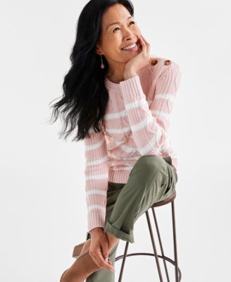 Women's Button-Trim Cable-Knit Sweater, Macy's Exclusive  