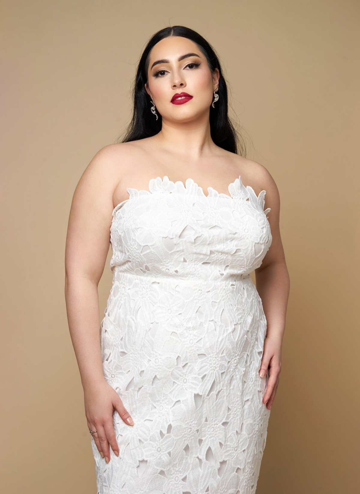 Rebdolls Plus Size Wisteria Lace Midi Bodycon Dress