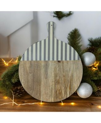 Natural Mango Wood Cutting Board With Stripe Accent 22.75"h
