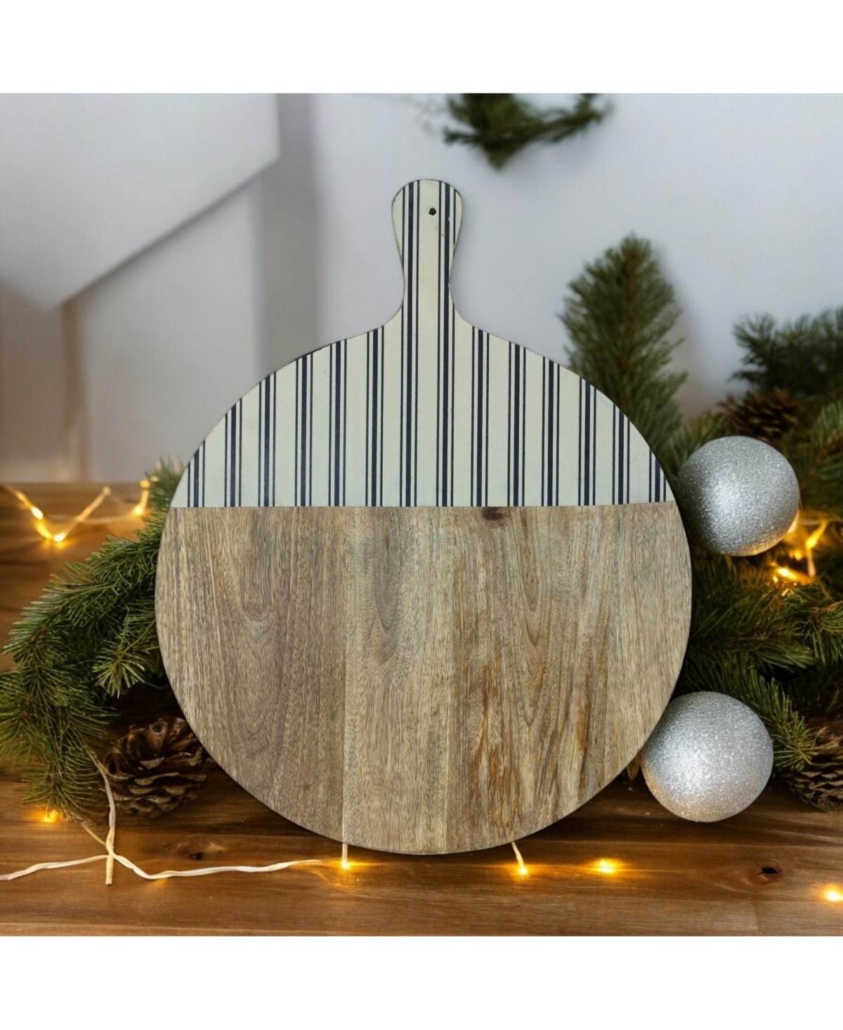 Slickblue Natural Mango Wood Cutting Board With Stripe Accent 22.75"h
