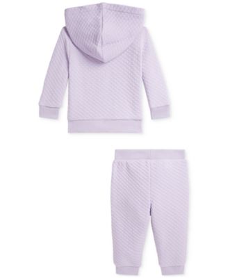 Baby 2-Pc. Quilted Full-Zip Cotton Hoodie & Pants Set 