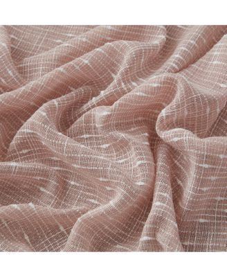 Emily Faux Linen Semi Sheer Transparent Rod Pocket Back Tab Lightweight Window Curtains Wide Panels, Pair