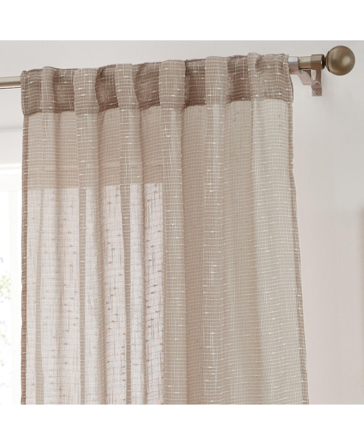 Hlc.me Emily Faux Linen Semi Sheer Transparent Rod Pocket Back Tab Lightweight Window Curtains Wide Panels