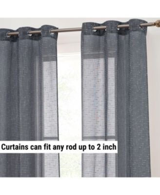 Emily Faux Linen Semi Sheer Light Filtering Transparent Grommet Lightweight Window Curtains Drapery Panels, 2 Panels