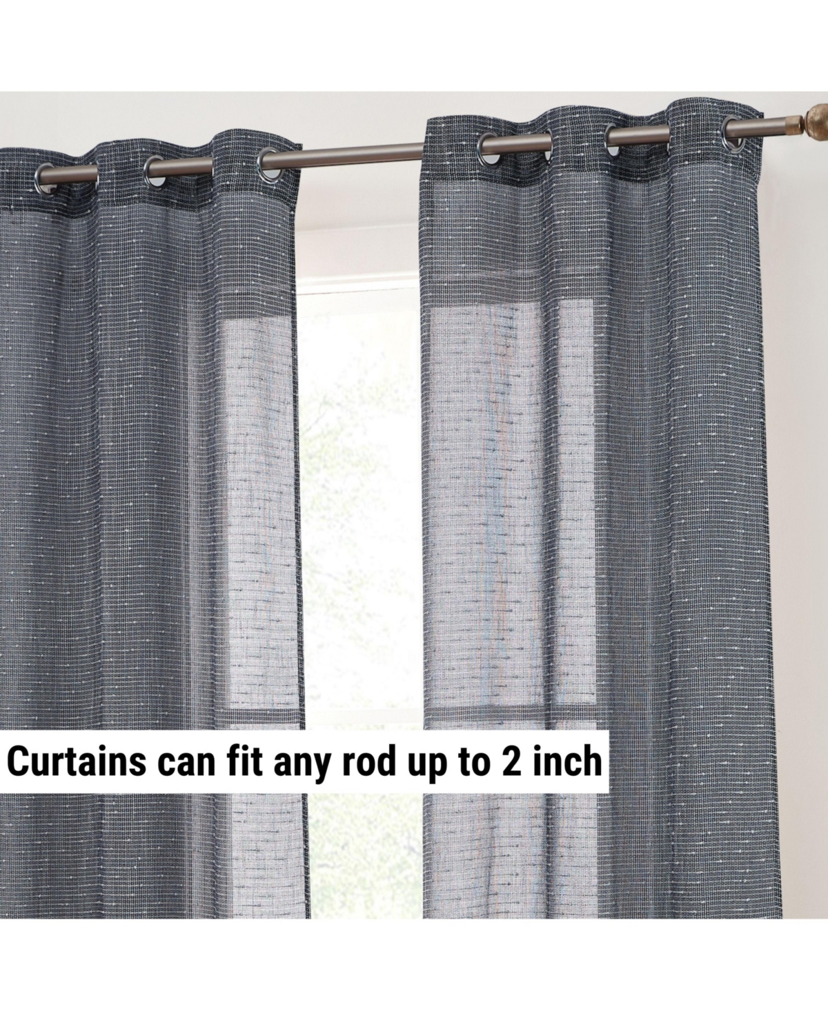 Hlc.me Emily Faux Linen Semi Sheer Light Filtering Transparent Grommet Lightweight Window Curtains Drapery Panels