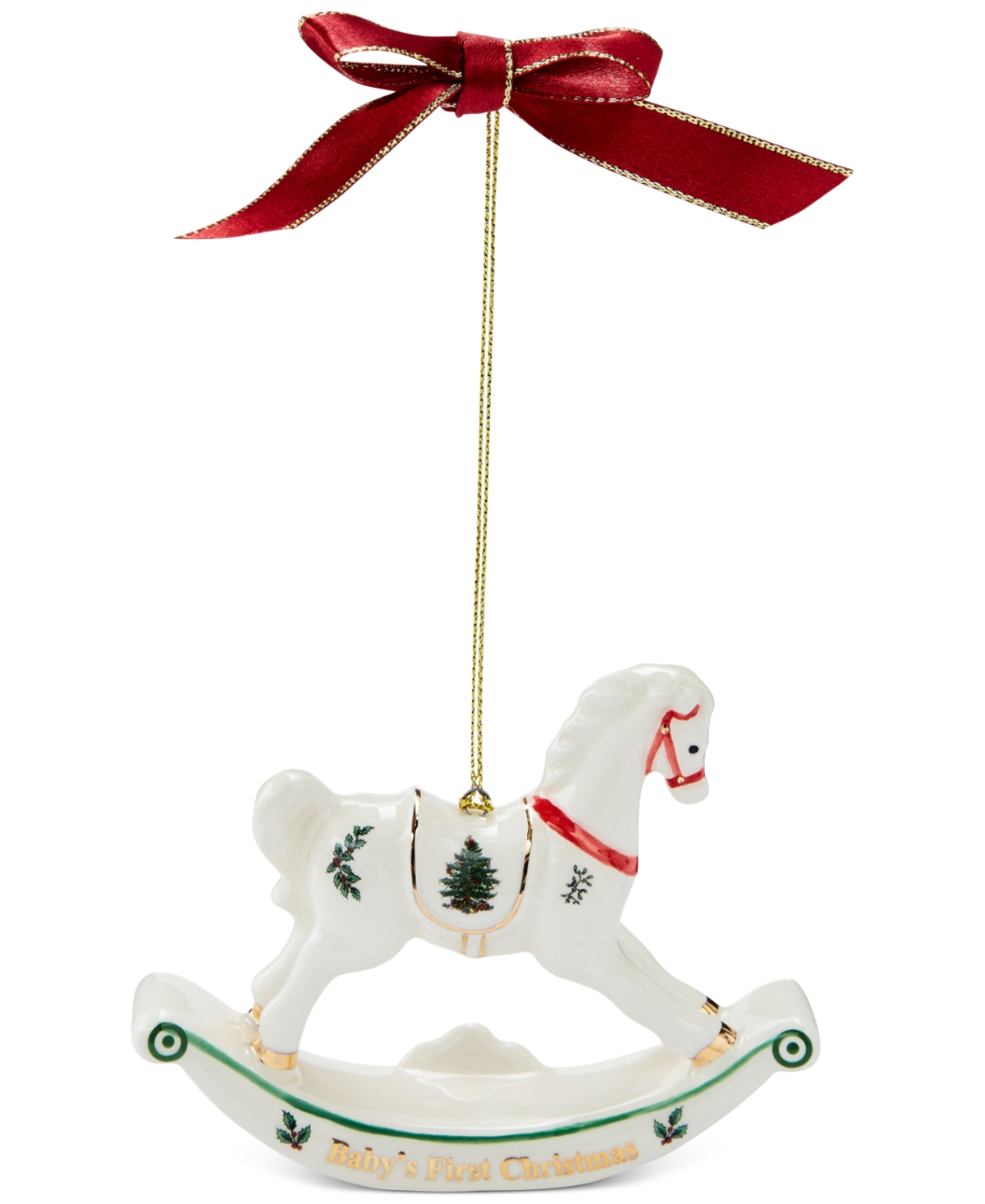 Spode 2024 Baby's 1st Christmas Horse Ornament In Green