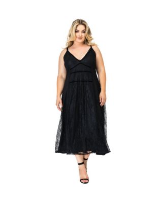 Standards & Practices Plus Size Lace Maxi Slip Dress - Black
