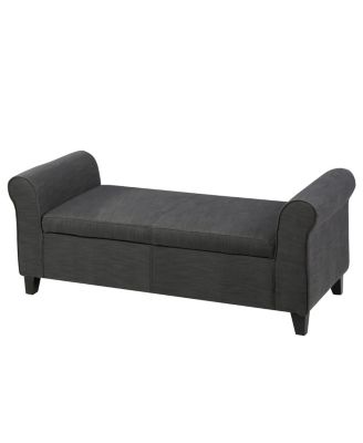 Upholstered Storage Bench With Rolled Arms