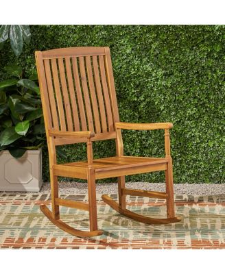 Streamdale Rustic Acacia Wood Rocking Chair With Traditional Slats