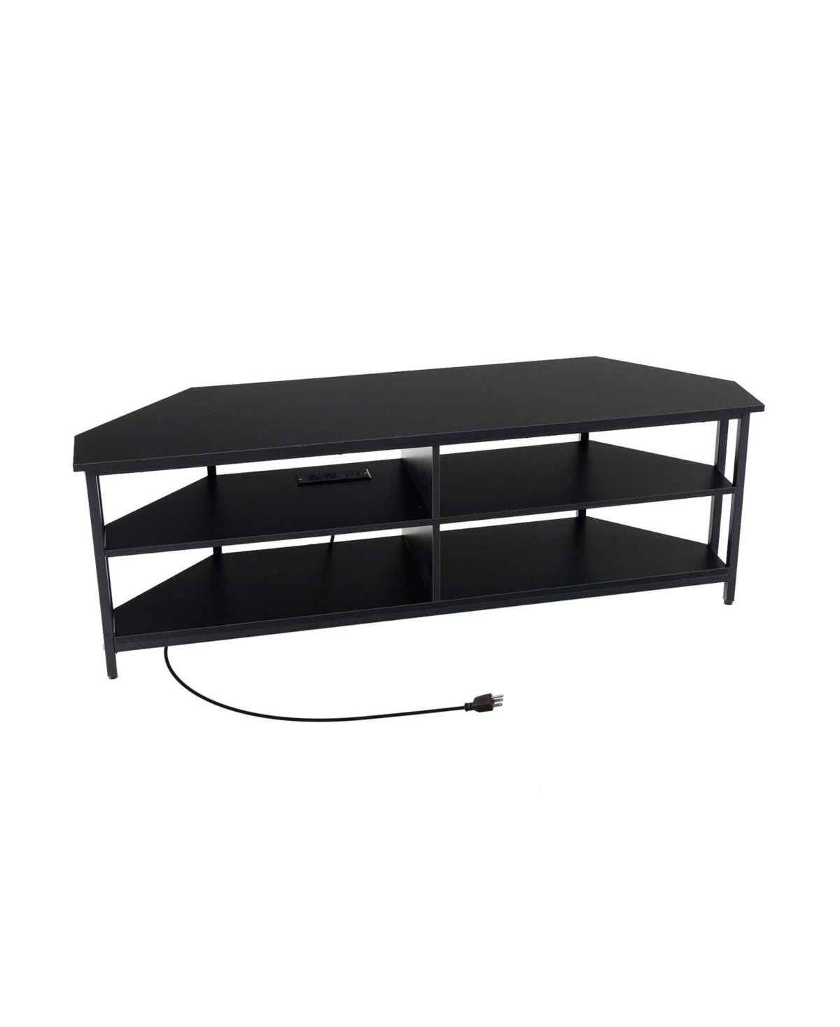 Slickblue 3-Tier Corner Tv Stand for TVs up to 65 Inches with Charging Station - Black