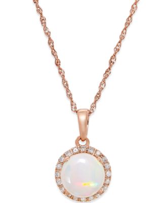Opal (3/4 ct. t.w.) and Diamond Accent Pendant Necklace in 14k Rose Gold