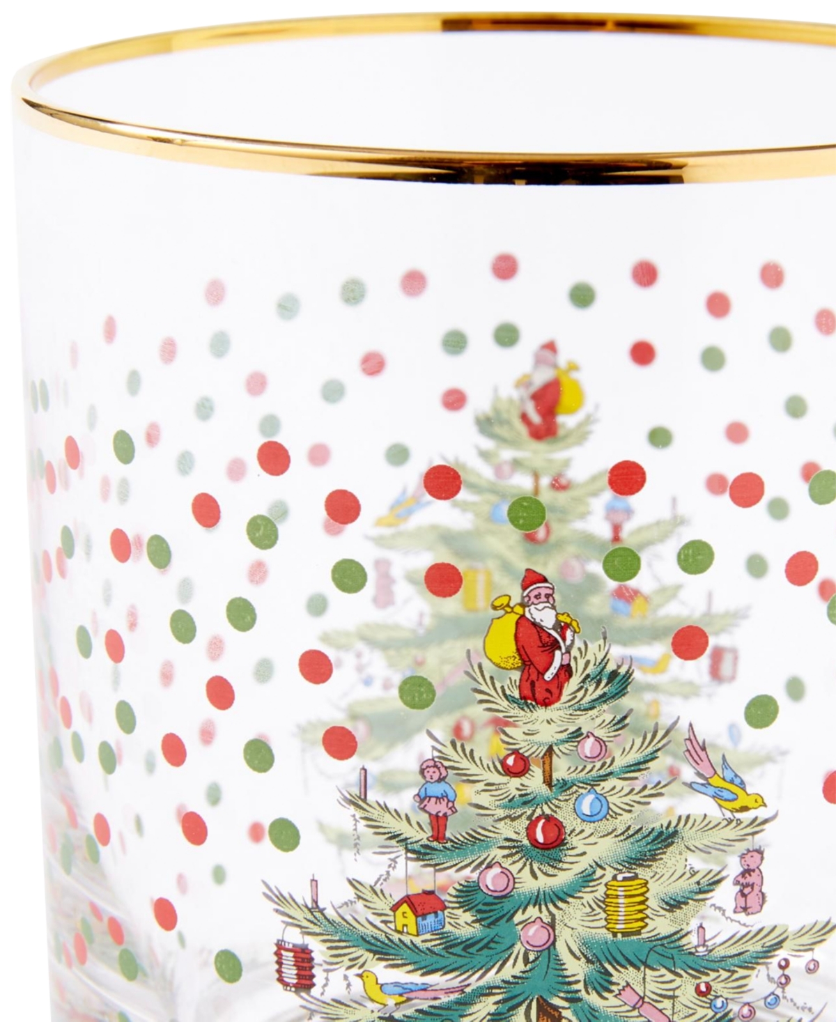 Spode Christmas Tree Polka Dot Double Old-fashioned Glasses, Set Of 4 In Green