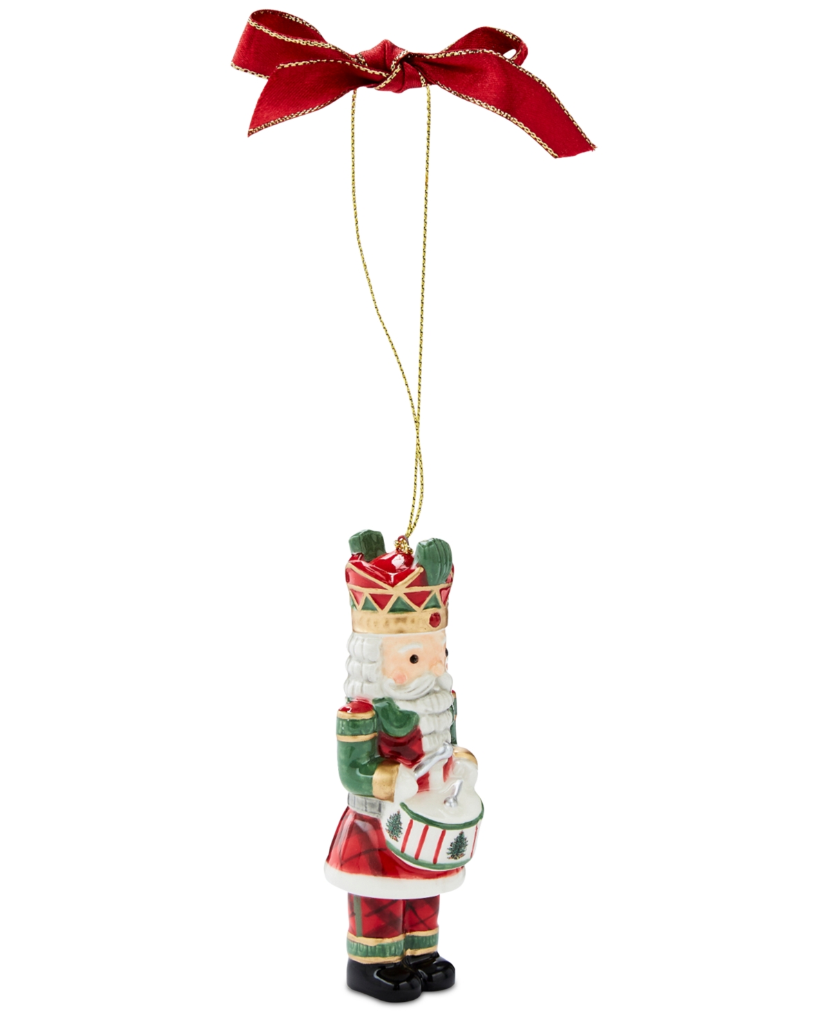 Spode Christmas Tree Nutcracker Tartan & Green Ornament In Green