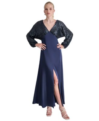 DKNY - Women's Sequin Embellished Blouson-Sleeve Gown