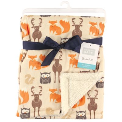 Unisex Baby Plush Mink and Faux Shearling Blanket, Forest 2-Piece, One Size