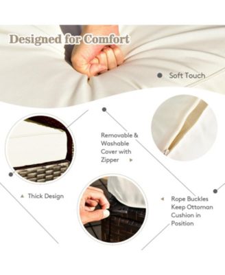 8 Pieces Patio Space-Saving Rattan Furniture Set with Storage Box and Waterproof Cover