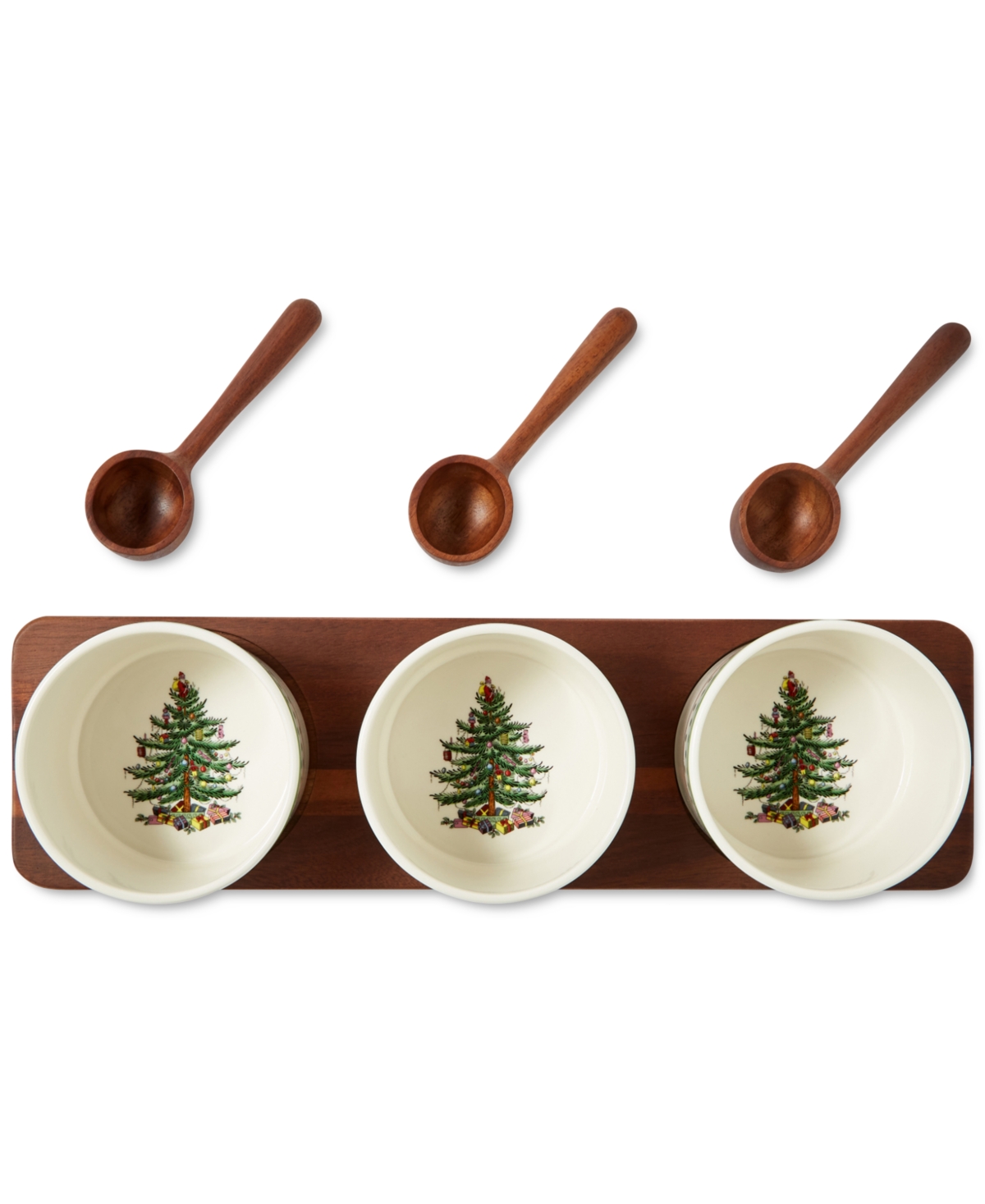 Spode Christmas Tree Polka Dot 7 Piece Condiment Set In Green