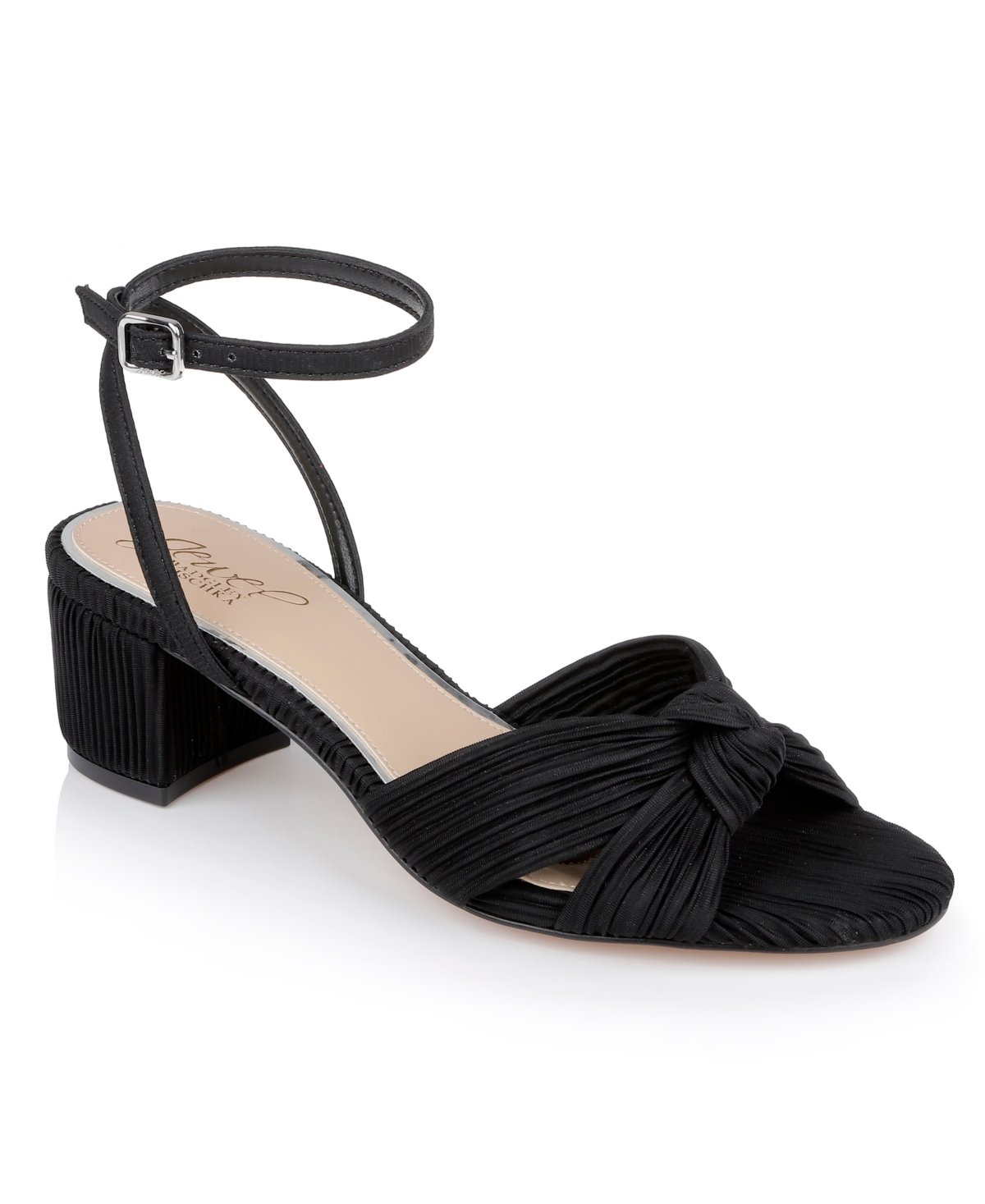 JEWEL BADGLEY MISCHKA WOMEN'S HUDSON KNOT BLOCK HEEL EVENING SANDALS 