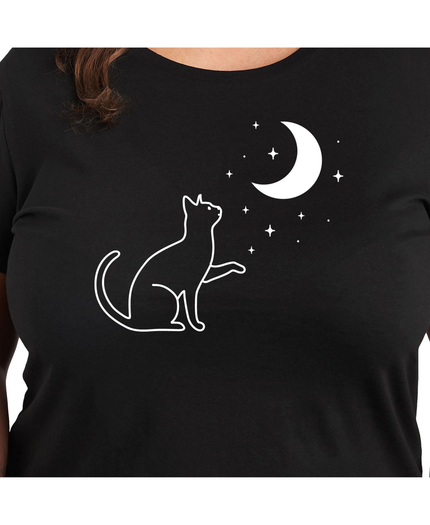 Женская футболка Hybrid Apparel Cat Moon Plus Size Graphic — фото 2