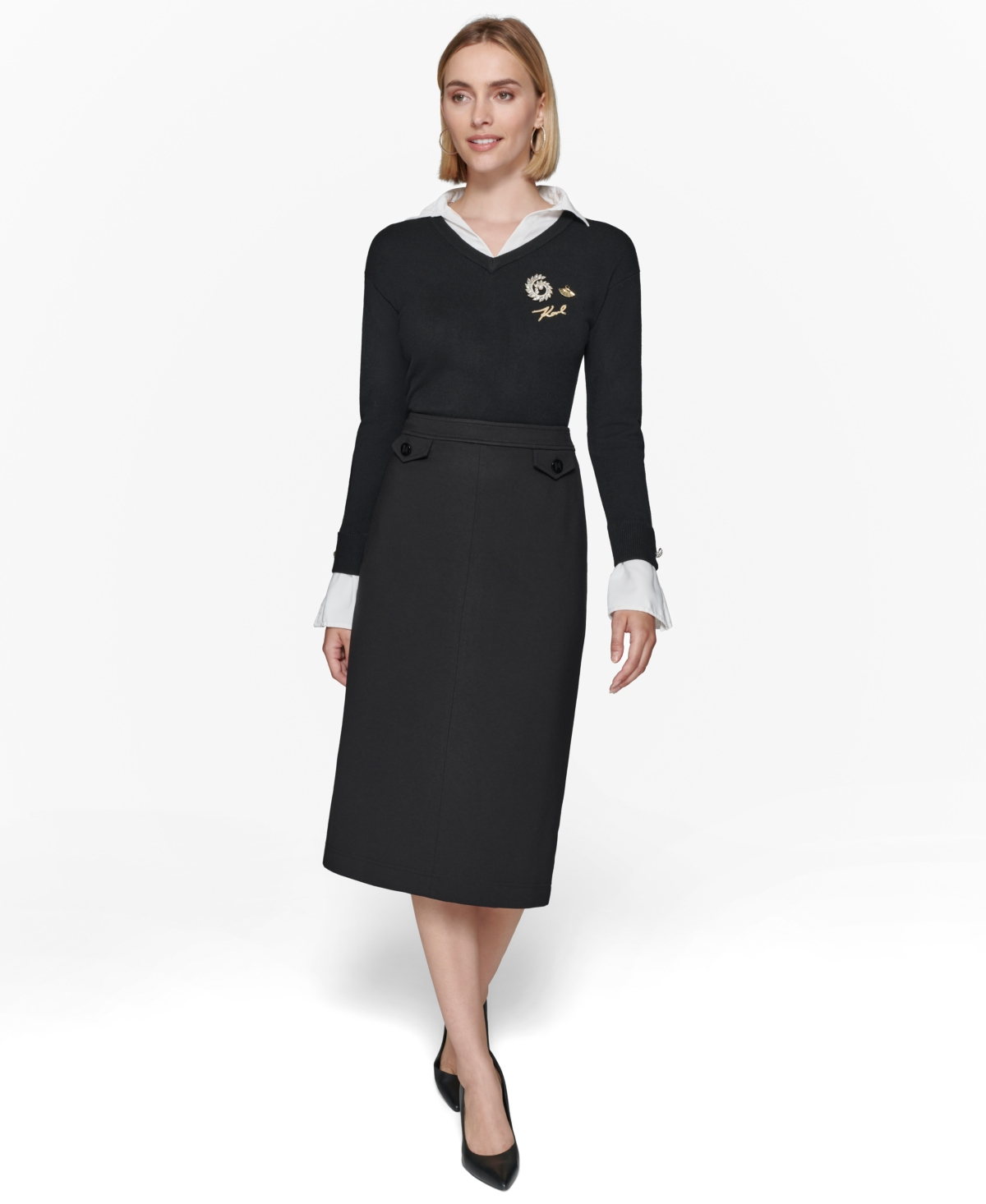 Karl Lagerfeld Paris Women's Ponte-Knit Midi Skirt