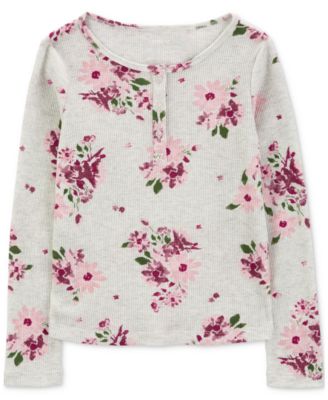 Carter's - Little & Big Girls Floral Thermal Waffle-Knit Long-Sleeve Henley