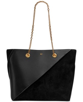 Setauket Leather & Suede Tote with Chain Strap