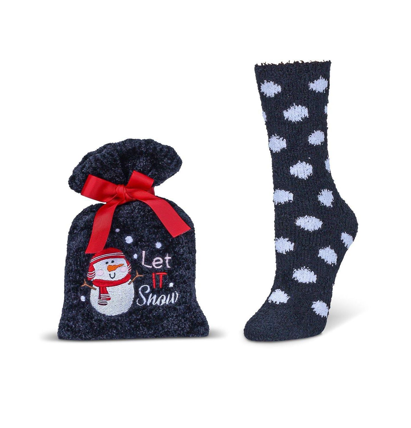 Носки MeMoi Women's Let It Snow Cozy Sock & Gift Set, цвет: Чёрный — фото 1