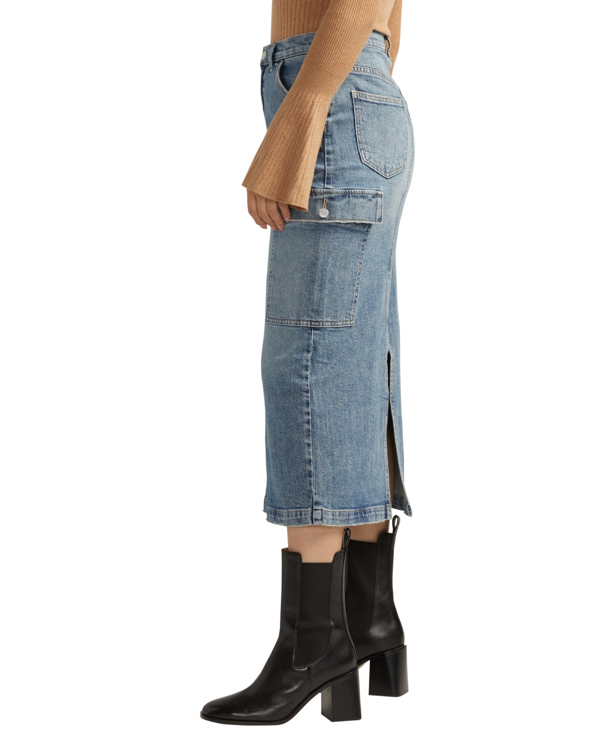 Shop Silver Jeans Co. Women's Cargo High Rise Jean Skirt In Indigo