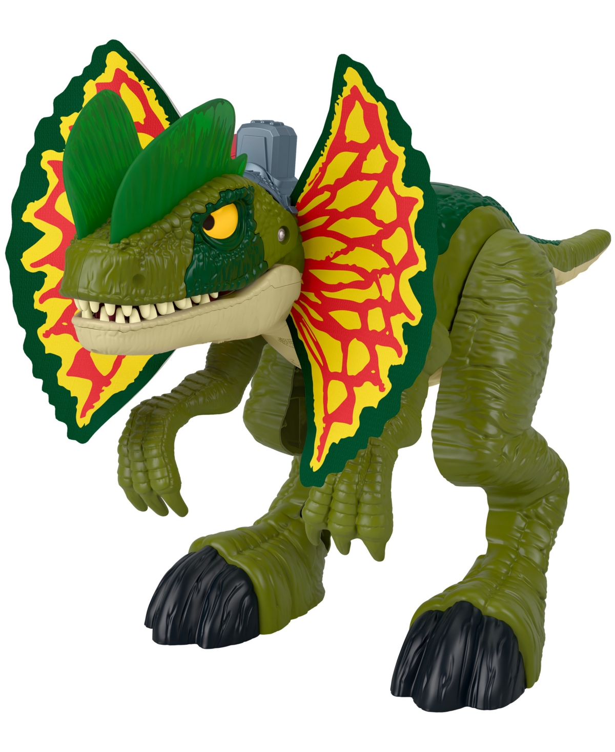 Imaginext Jurassic World Thrash Attack Dilophosaurus Dinosaur Toy With Lights Sounds For Kids In Multi-color