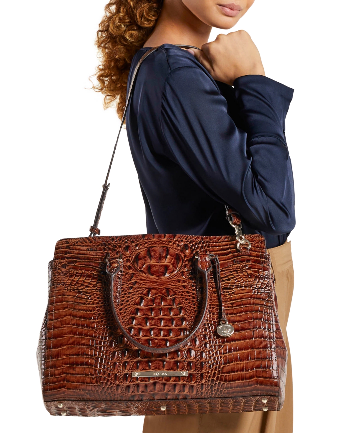 Brahmin Finley Leather Carryall Satchel