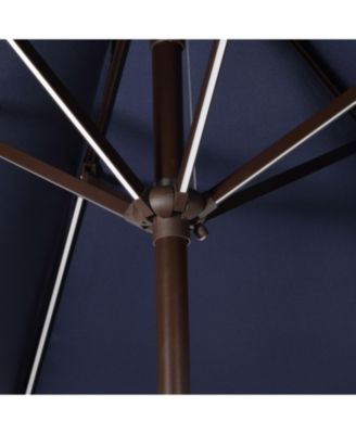 9ft 2-Tone Solar LED Patio Umbrella, 12 LEDs, Auto-Tilt, Crank, UV Protection