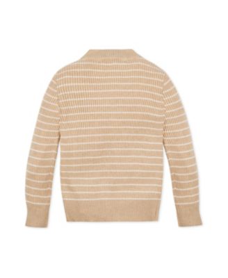 Girls Organic Long Sleeve Mock Neck Sweater with Gold Buttons