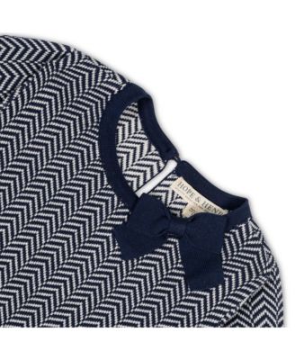 Baby Girls Organic Long Sleeve Bow Detail Intarsia Sweater Dress