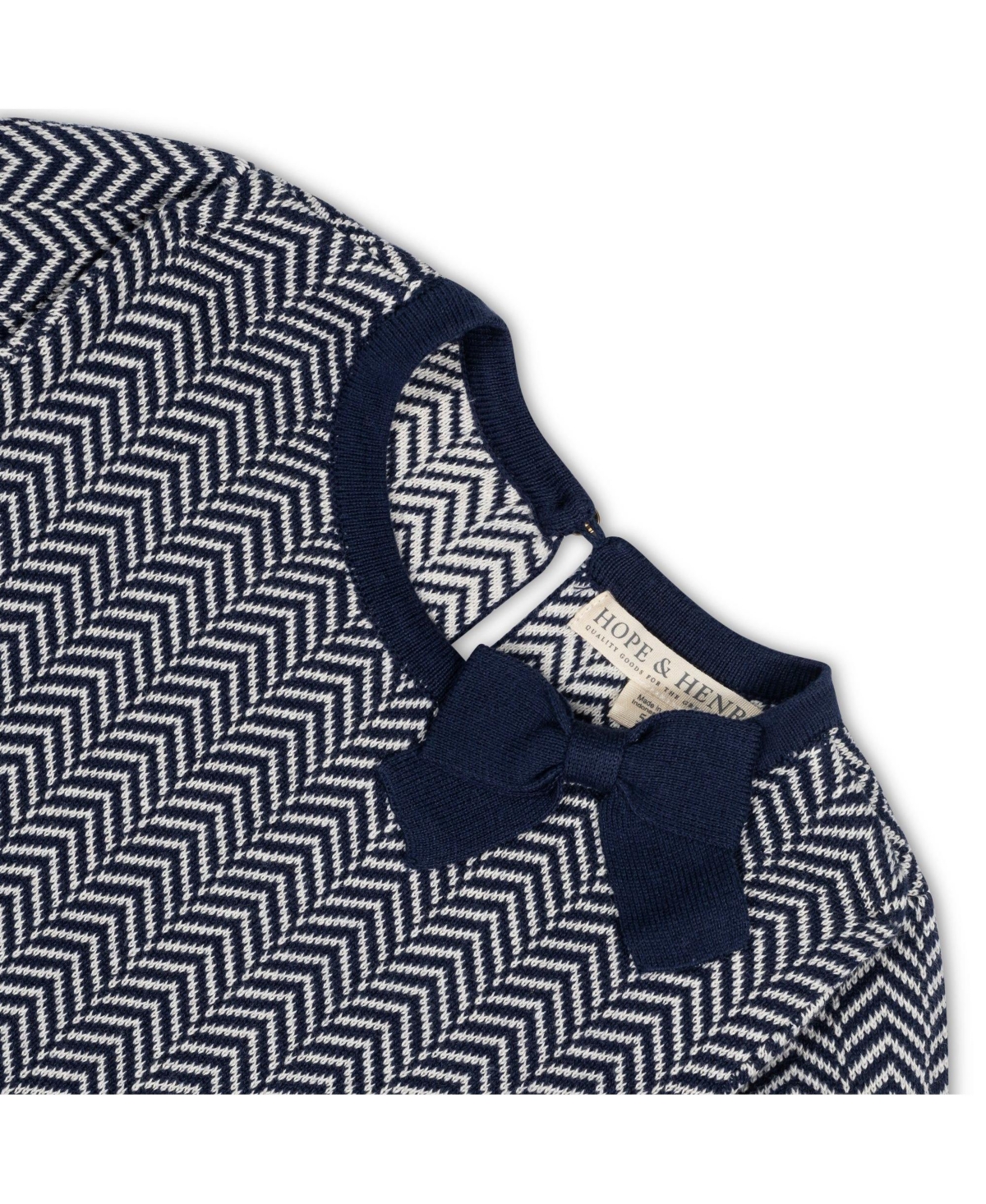 Hope & Henry Baby Girls Organic Long Sleeve Bow Detail Intarsia Sweater Dress