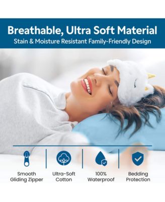  King Size Waterproof Pillow Protector with Zipper (4 Pack)