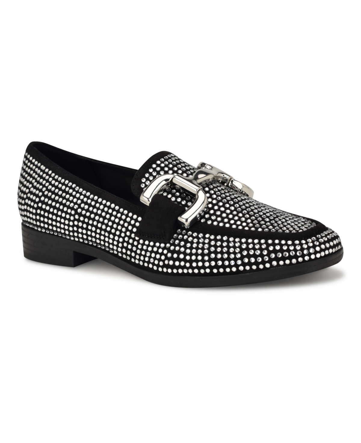 Nine West Lilma Womens Embellished Textured Slip-on Sneakers In Black Studded