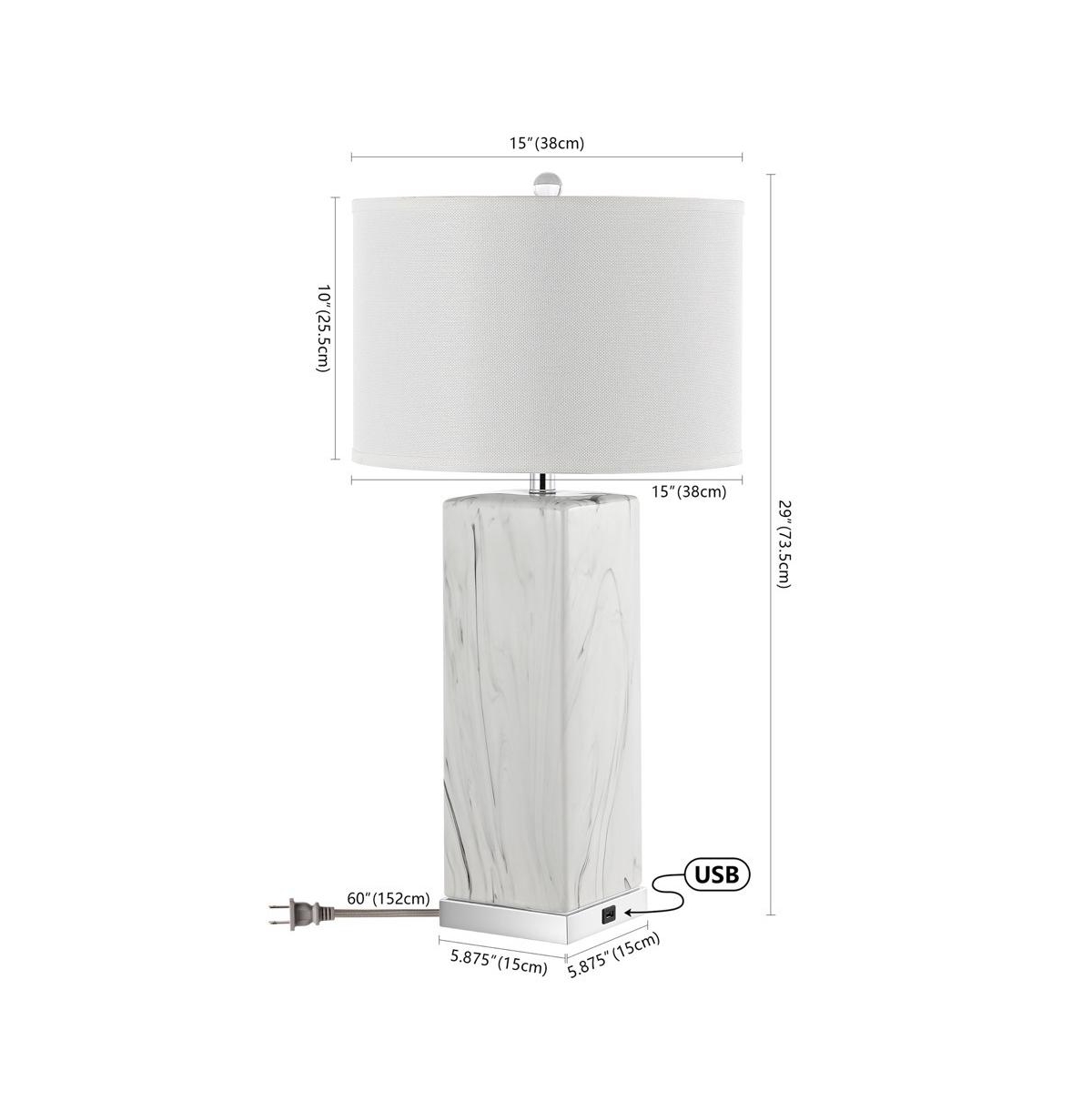 Safavieh Olympia Table Lamp Set Of 2 W/ Usb Port -white
