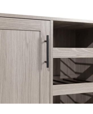 Aloise Bar And Sideboard With Storage Cabinet, Hanging Stemware Holders And Bottle Storage