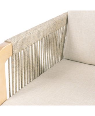 Tavira 4-Piece Modern Bohemian Acacia Wood Outdoor Patio Set with Cushions and Plain Decorative Pillows, Beige/Light Teak