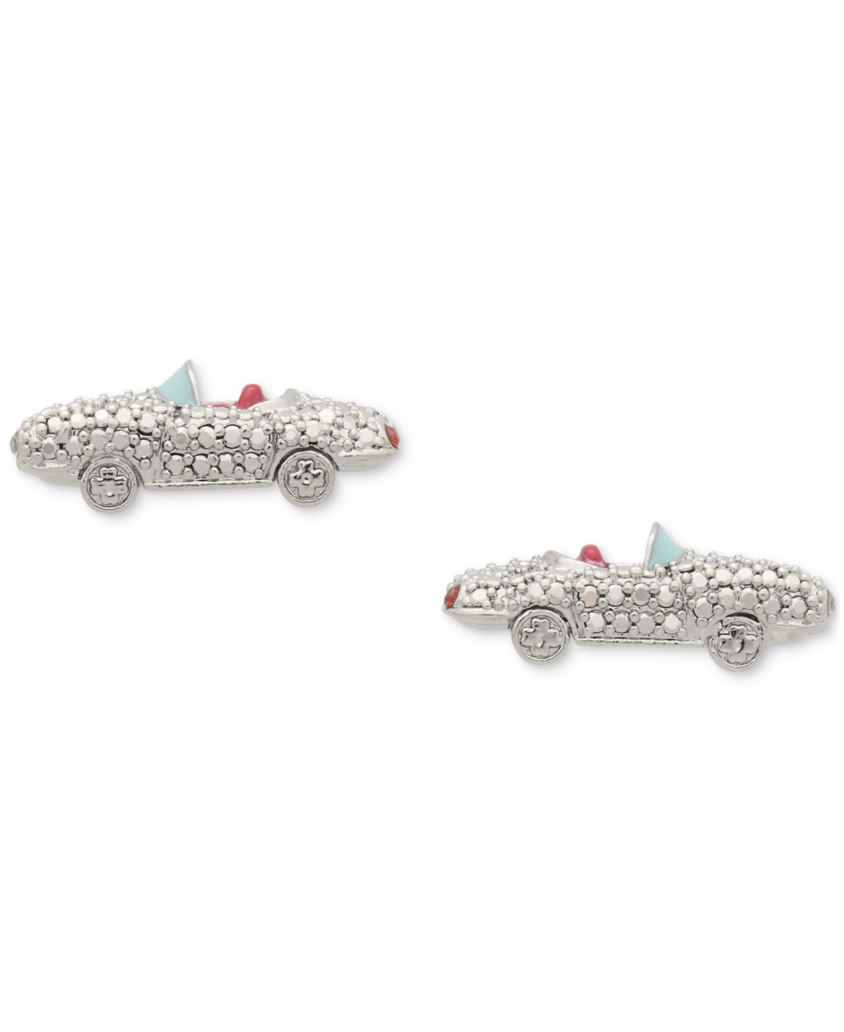 Kate Spade Silver-tone Pave Car Stud Earrings In Multi
