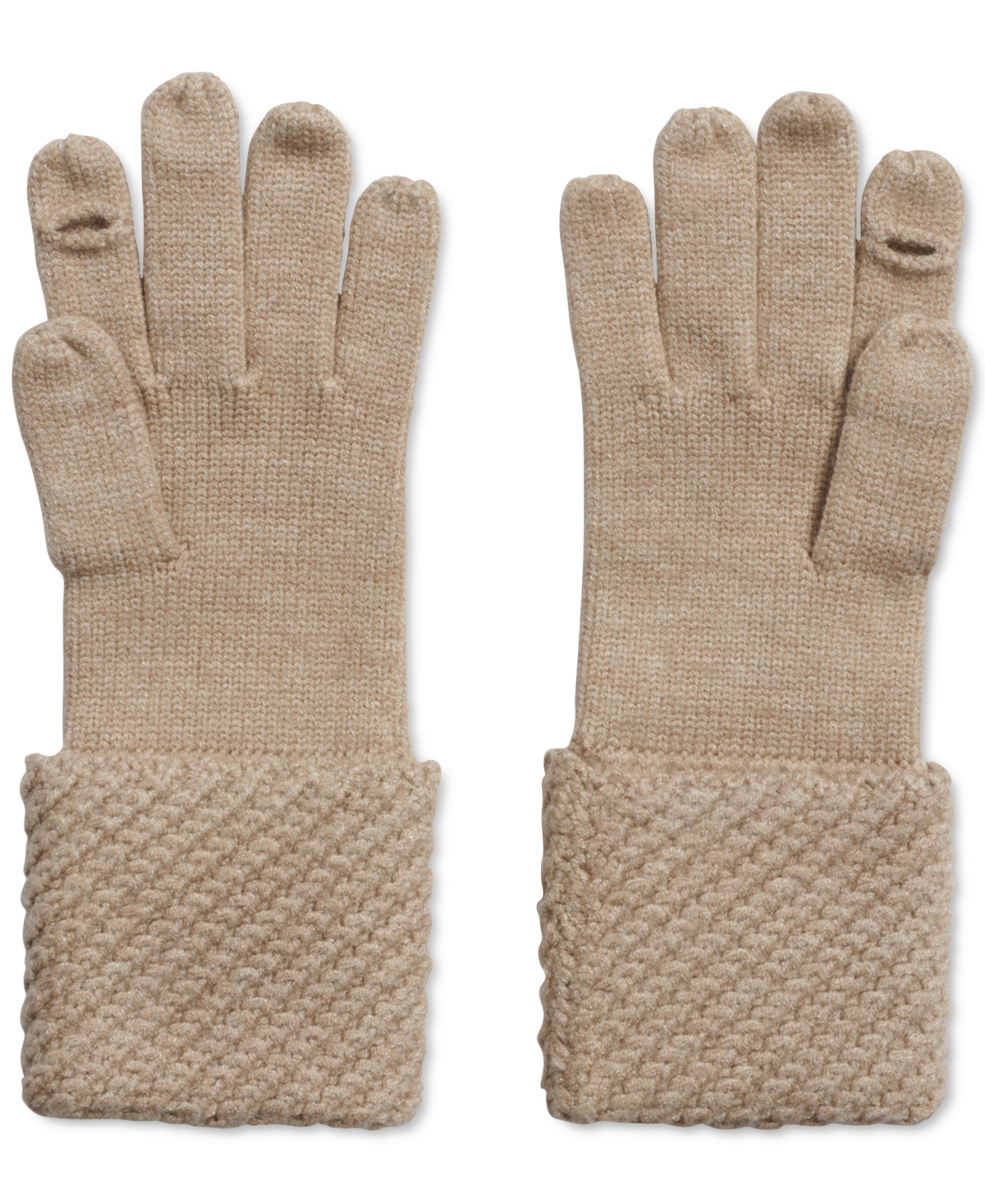 Calvin Klein Chunky Rib Knit Gloves In Heathered Almond